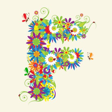 Letter F, floral design. See also letters in my gallery clipart