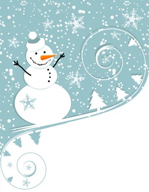 Happy snowman, christmas card clipart