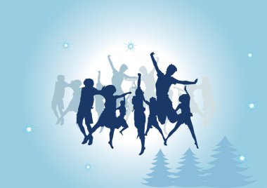 Group of peoples in dance clipart