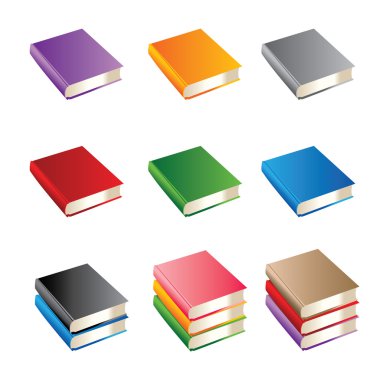 Set of books of various color clipart