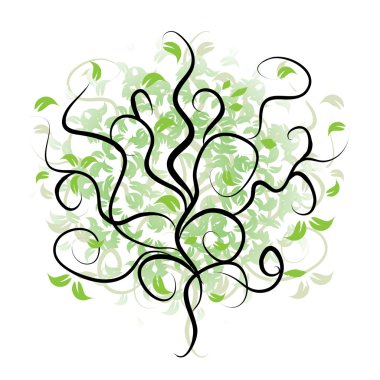 Tree silhouette, branch green clipart