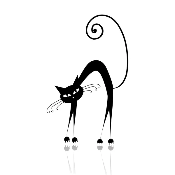 Силуэт черной кошки для вашего дизайна — стоковый вектор