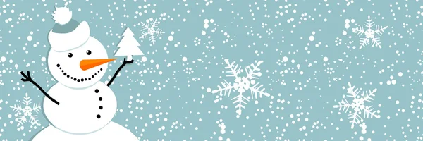 Glücklicher Schneemann, Weihnachtskarte — Stockvektor