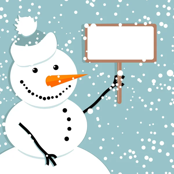 Boldog hóembert, karácsonyi üdvözlőlap — Stock Vector