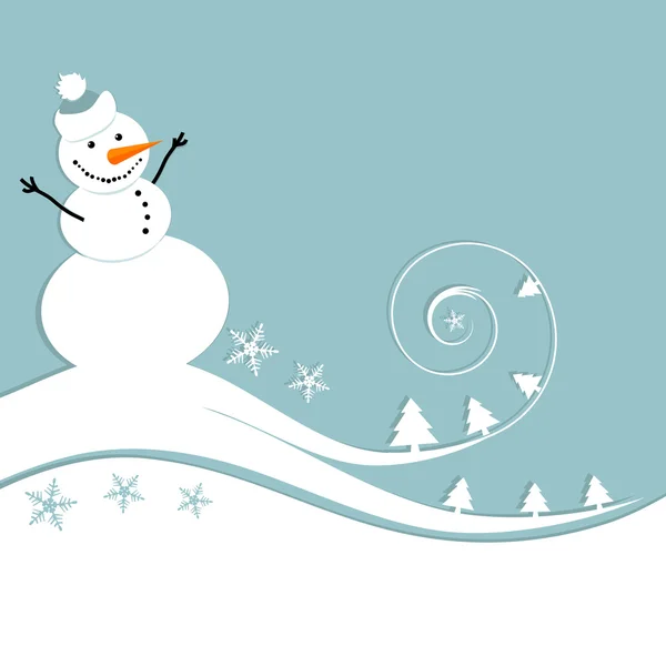 Šťastný sněhulák, vánoční přání — Stockový vektor
