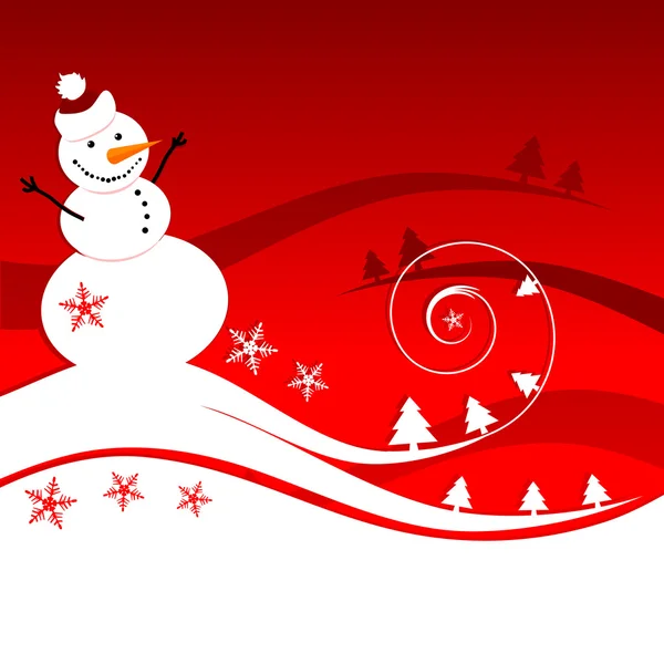 Bonhomme de neige heureux, carte de Noël — Image vectorielle