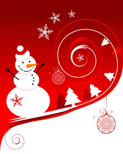 Glad snögubbe, julkort — Stock vektor