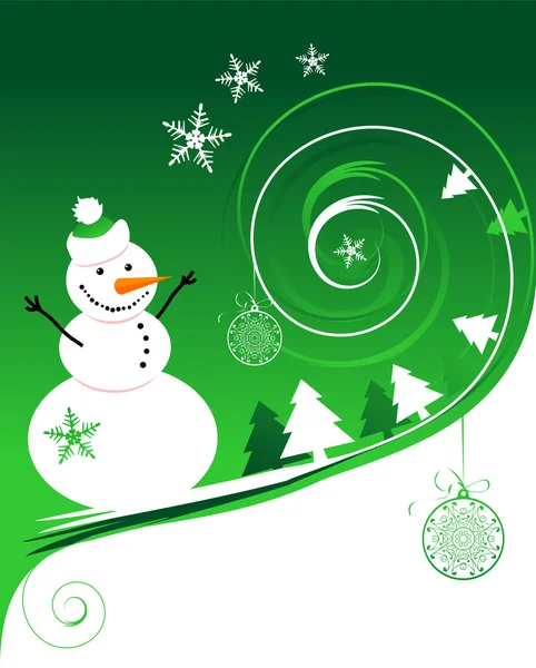 Gelukkige sneeuwman, kerstkaart — Stockvector