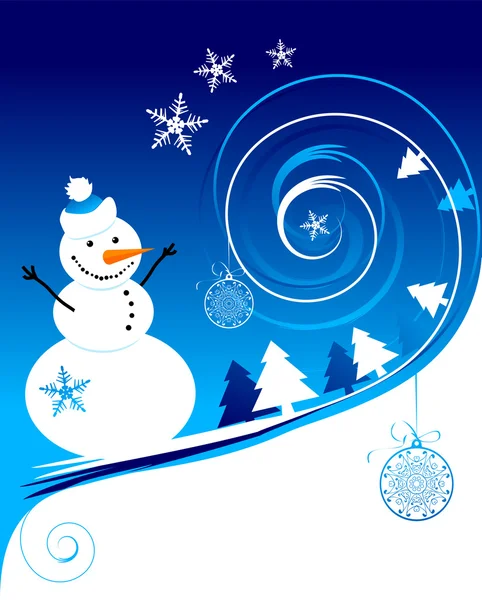 Feliz muñeco de nieve, tarjeta de Navidad — Archivo Imágenes Vectoriales