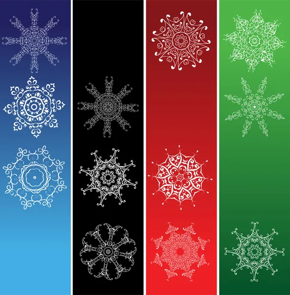 Sneeuwvlokken, Kerstmis frames — Stockvector