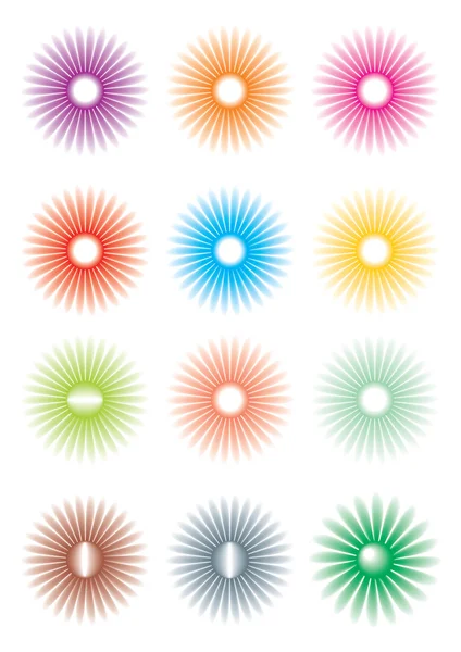Fleurs de différentes couleurs, icônes — Image vectorielle