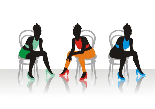 Les belles filles s'assoient sur des chaises — Image vectorielle