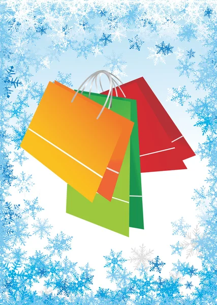 Sacos de compras no fundo do Natal —  Vetores de Stock