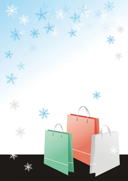 圣诞背景上的购物袋 — 图库矢量图片