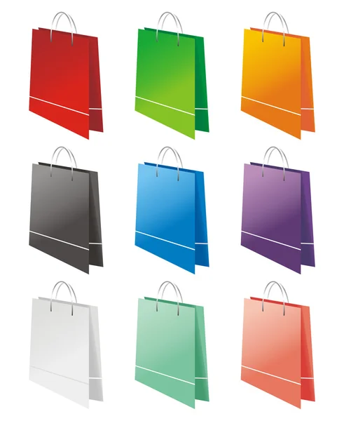 Shopping tassen van verschillende kleuren — Stockvector