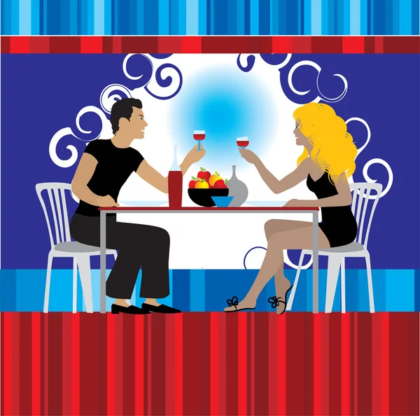 Couple drink wine at restaurant