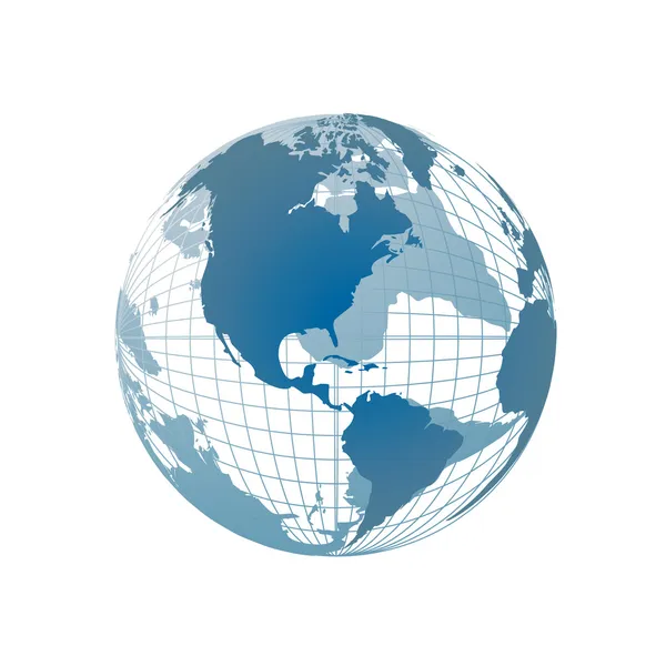 Mappa del mondo, Globo 3D — Vettoriale Stock