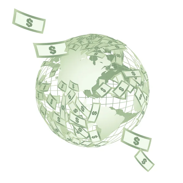 Globe de dénominations monétaires — Image vectorielle