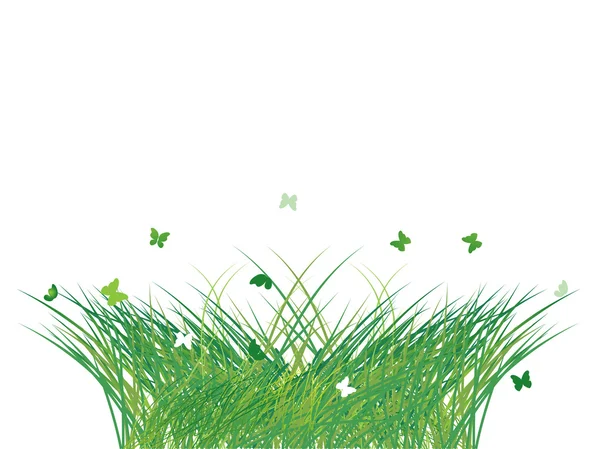 Gras silhouet groen, zomer achtergrond — Stockvector