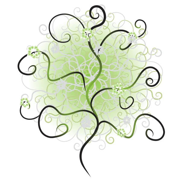 Träd silhouette, gren grön — Stock vektor
