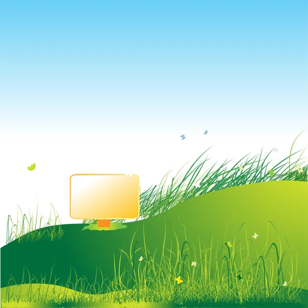 Prairie verte, été, herbe et papillons — Image vectorielle