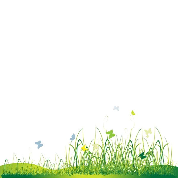 Grass silhouette green, summer background — Stock Vector