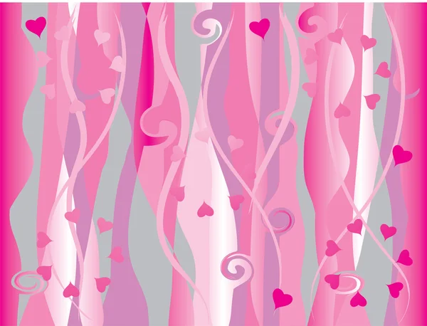 バレンタインの抽象的な背景、波およびストリップ — ストックベクタ