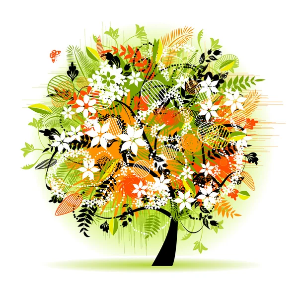 Árbol floral hermoso Ilustraciones de stock libres de derechos