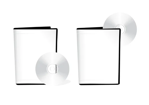 Due scatole con dischi dvd di colore bianco Illustrazioni Stock Royalty Free