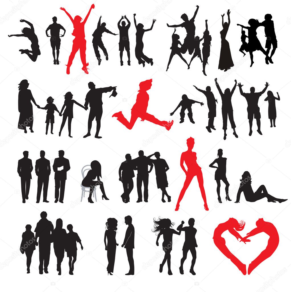 Silhouettes of : business, family, sport, love