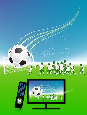 Football match on tv sports channel clipart