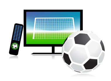 Football match on tv sports channel clipart