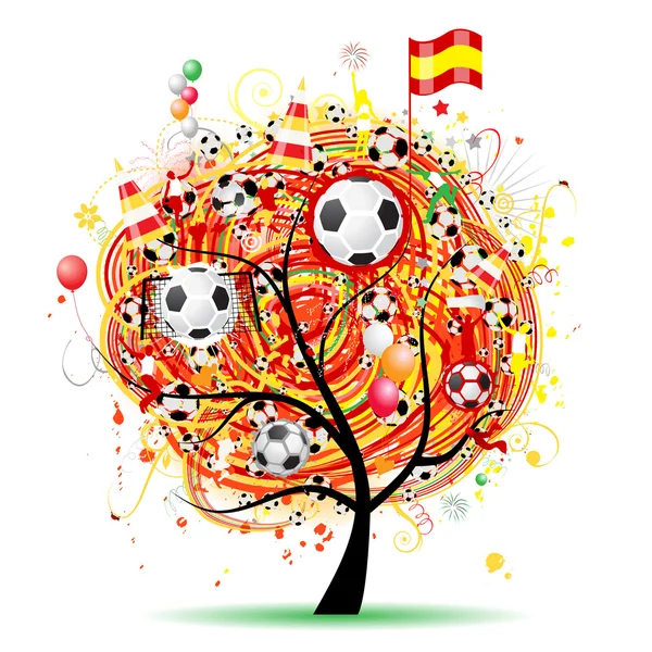 Futbol ağaç tasarım, İspanyol bayrağı — Stok Vektör