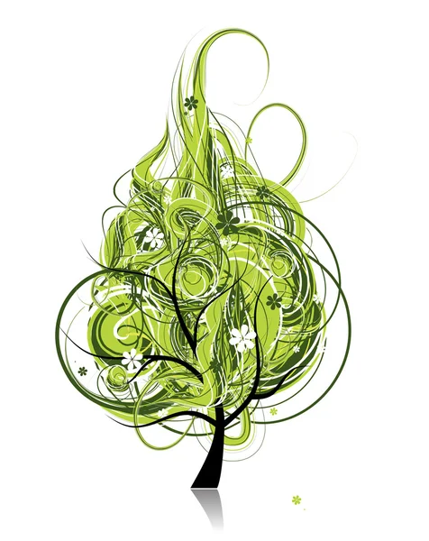 Sanat ağaç fantezi tasarım için — Stok Vektör