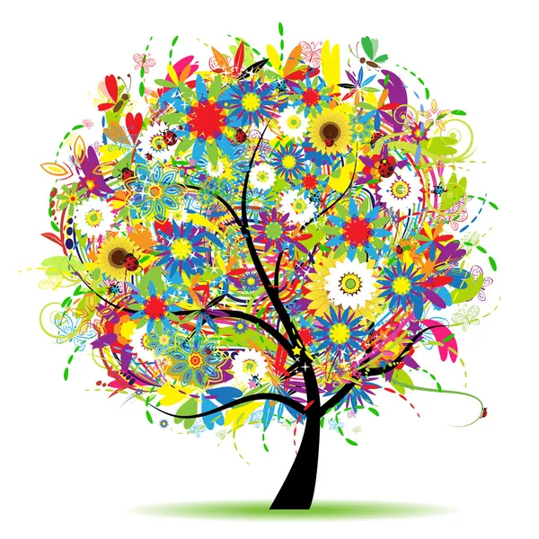 Květinový strom krásný, léto — Stockový vektor