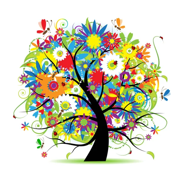 Цветочные деревья красивые Стоковая Иллюстрация
