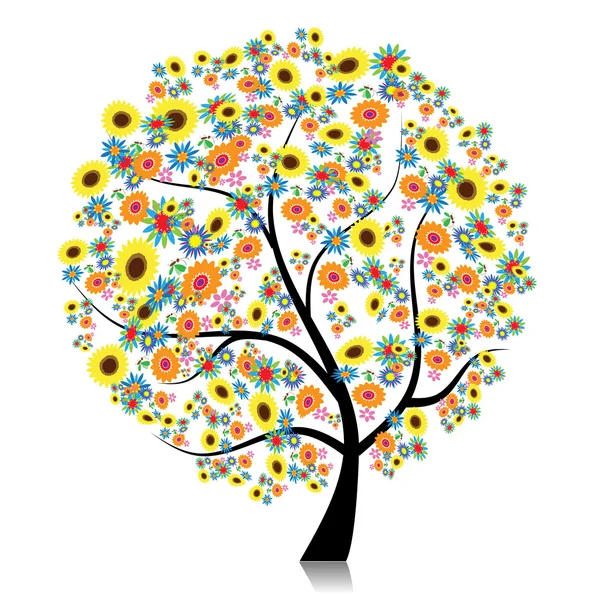 Drzewo kwiatowe piękne dla Twojego projektu — Wektor stockowy