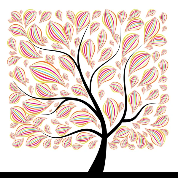 Umění strom krásné, čtvercový tvar — Stockový vektor