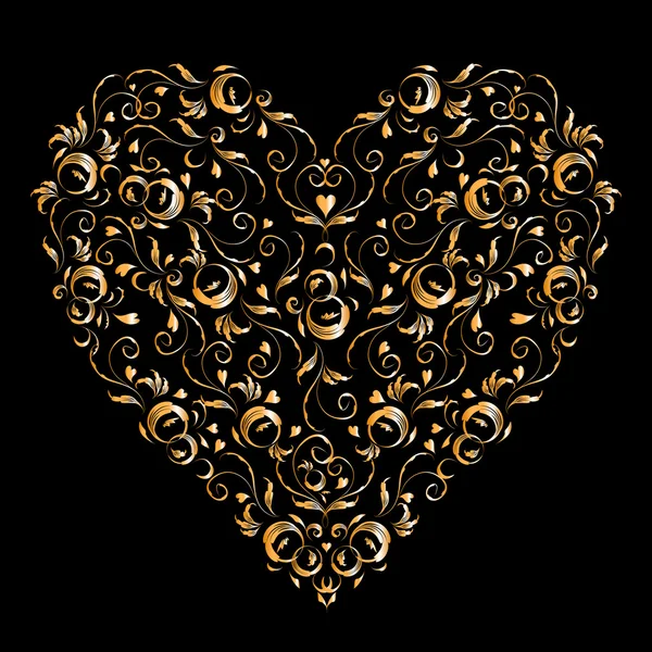 Forma di cuore, ornamento floreale per il vostro disegno — Vettoriale Stock