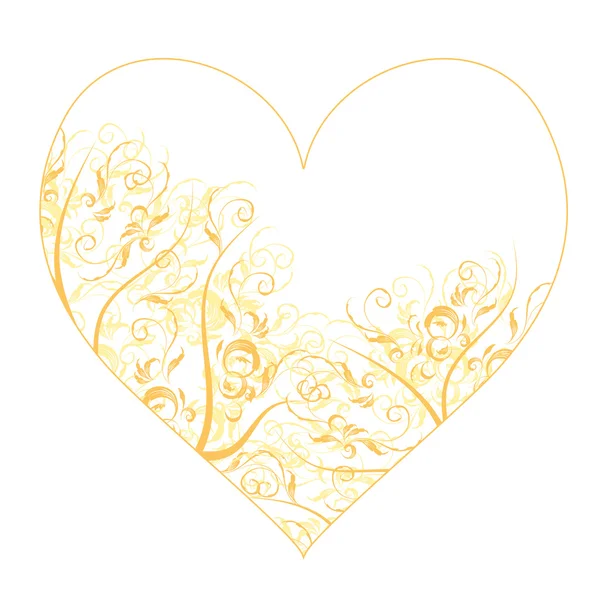 Forma de corazón, adorno floral para su diseño — Vector de stock