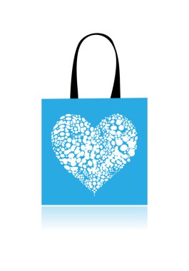 Shopping bag design, floral heart shape clipart