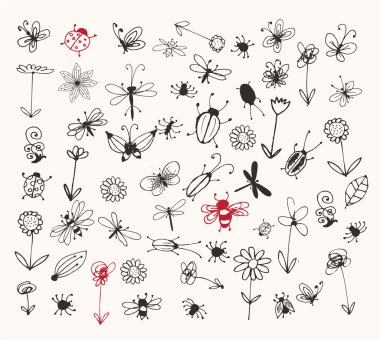 Insect sketch collection for your design clipart