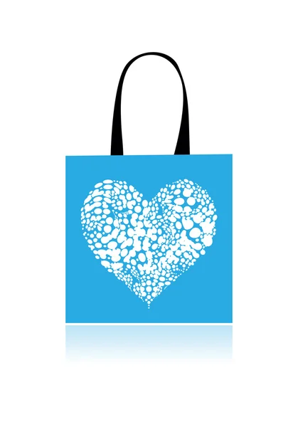 Conception de sac à provisions, forme de coeur floral — Image vectorielle