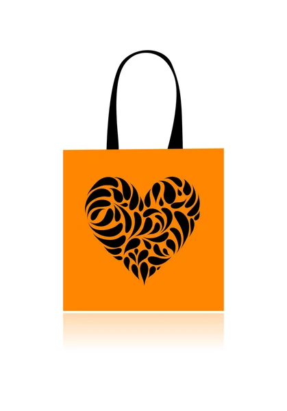Shopping bag design, floral heart shape — Stock Vector