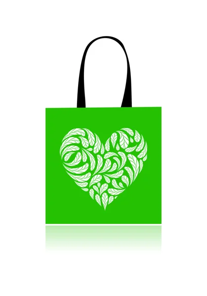 Shopping bag design, floral heart shape — Stock Vector