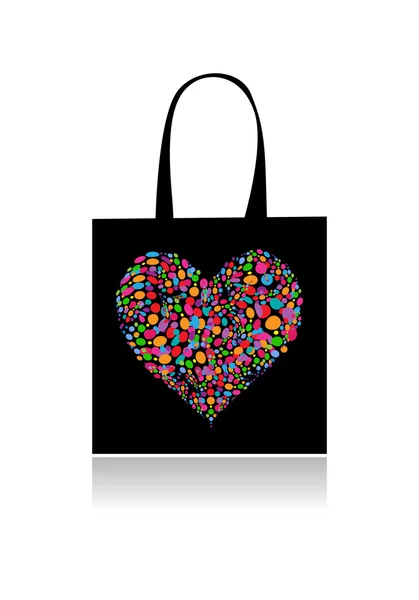 Design de saco de compras, forma de coração floral —  Vetores de Stock