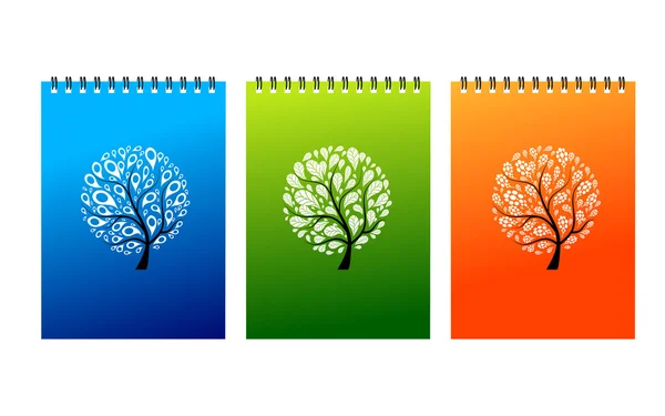 Tasarım, sanat ağaç Notebook kapakları — Stok Vektör