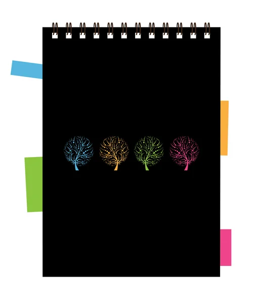 Notebook cover design, art tree — Stock Vector