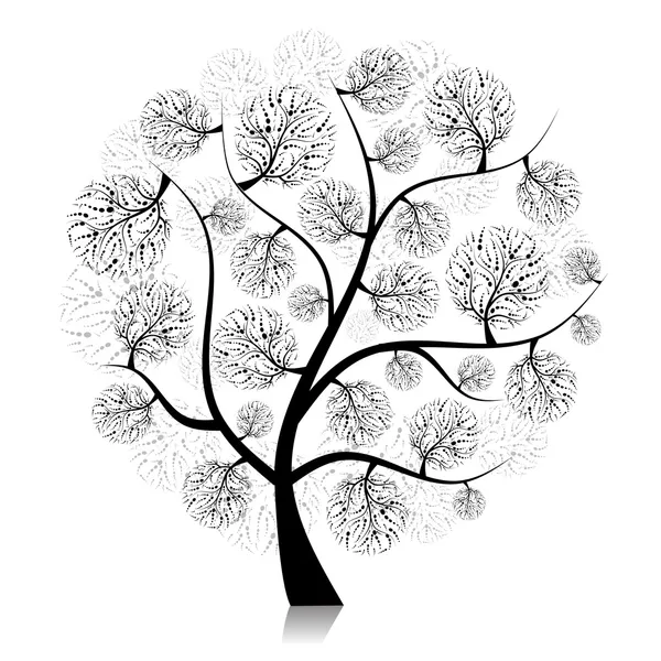 Silueta de árbol de arte en negro para su diseño — Vector de stock