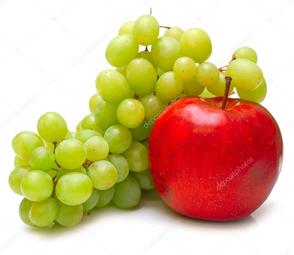 Red apple and green grapes